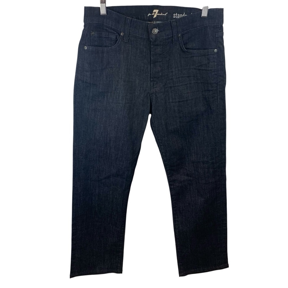 7 For All Mankind Men's 31 Standard Straight Leg Jeans Dark Wash Denim *Hemmed*